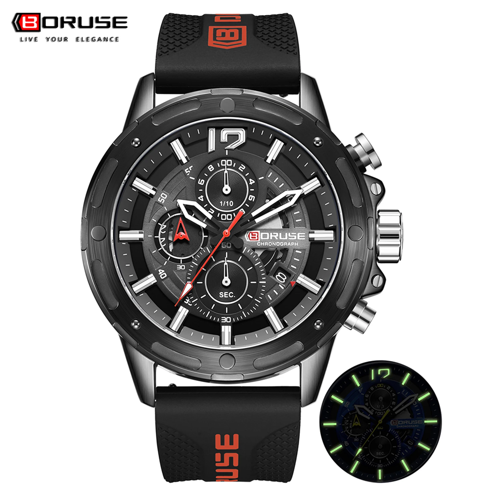 BORUSE New simple Silicone Band Casual Quartz Watch Sport Watches Relogio Wristwatch Luminous Clock Male Military Wristwatch