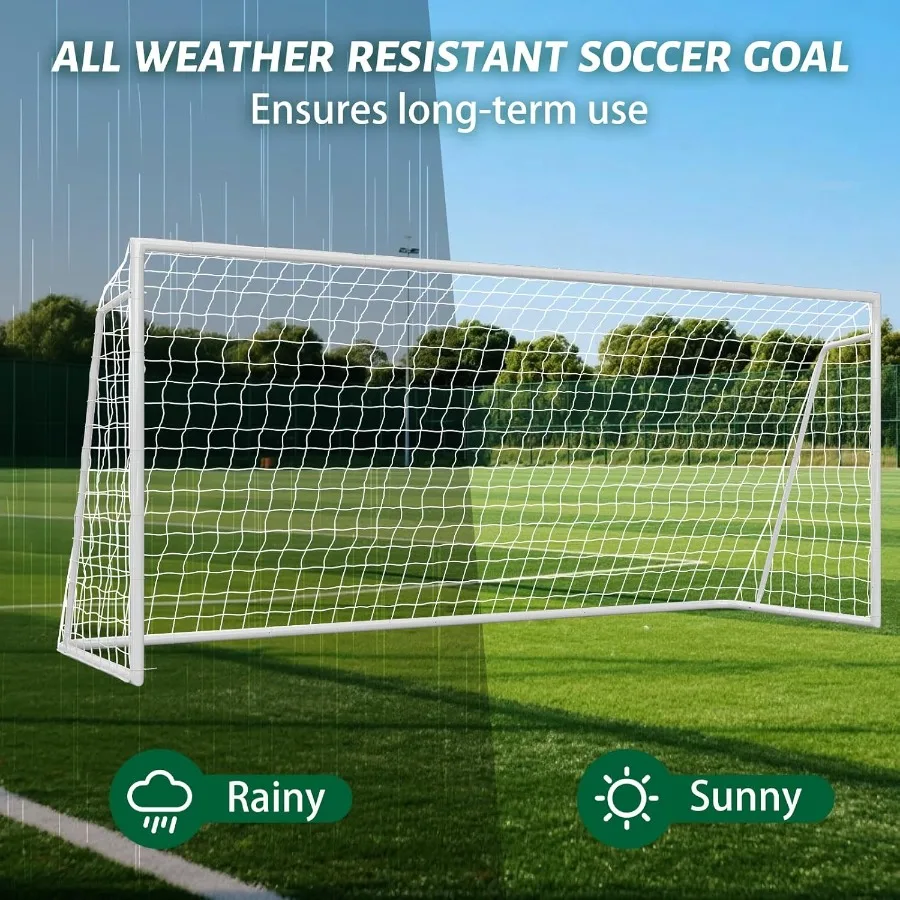Portería de fútbol para práctica en el patio trasero y en interiores y exteriores Portería de fútbol de metal duradera en varios tamaños 12x6FT 16x7FT 10x6FT 8x6FT 6