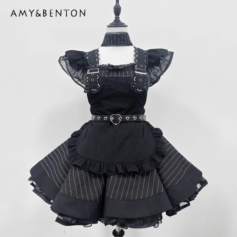 

2025 Autumn New Retro Subculture Gothic Style Women's Clothing Punk Dark Design Sweet Cool Sexy Y2k Lolita Dresses Sets Ladies