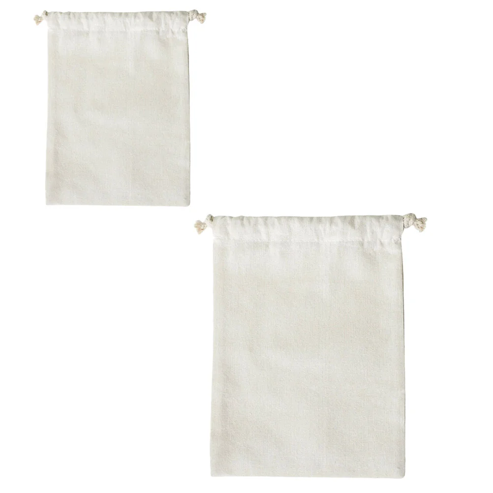

2 PCS Flour Bag Pouches Drawstring Storage Rice Practical Bags Eco-friendly Household Cotton Daily