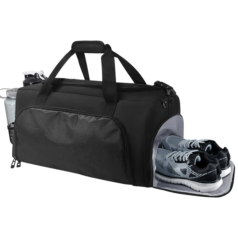 Black Gym Bag Men Large Capacity Fitness Sports Bags Dry Wet Separate Waterproof Training Travel Handbag with Shoe Compartment