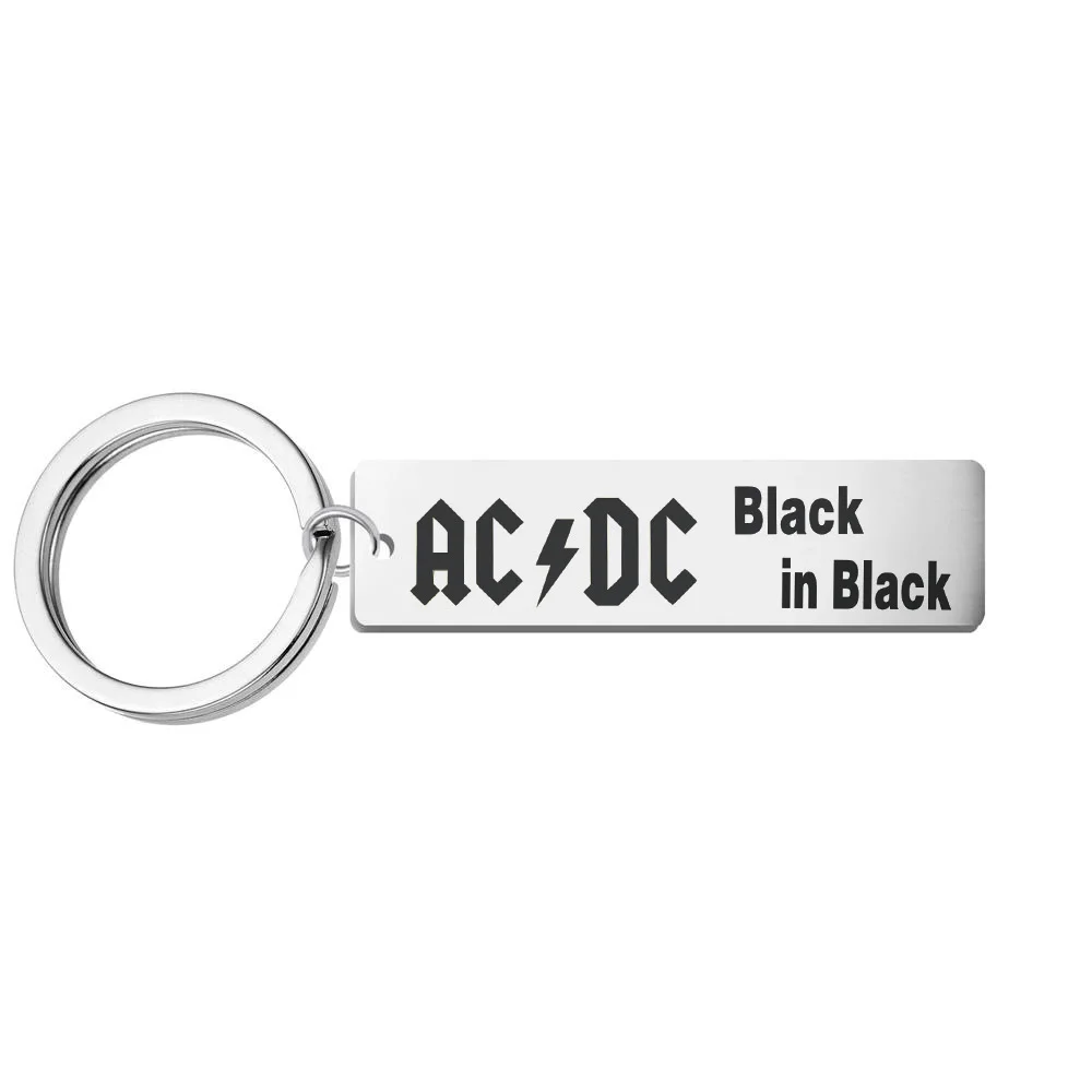 Stainless Steel AC DC Guitar Picks  Pendant Keychain for Men Women Rock Band Guitar  Men\'s Punk Jewelry