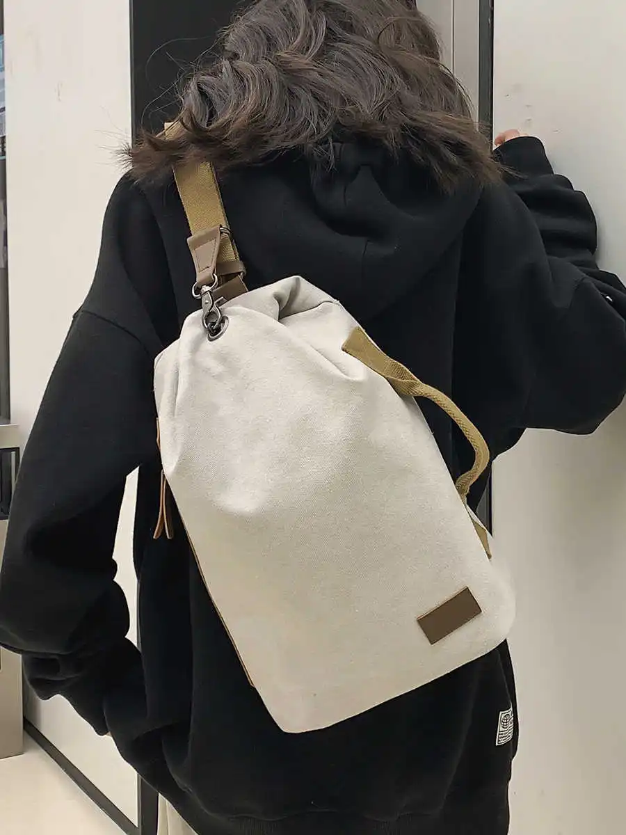 Versatile Canvas Chest Bag Women Men Large Capacity Fshion Trend Shoulder Crossbody Bags Japanese Style Vintage Handbags