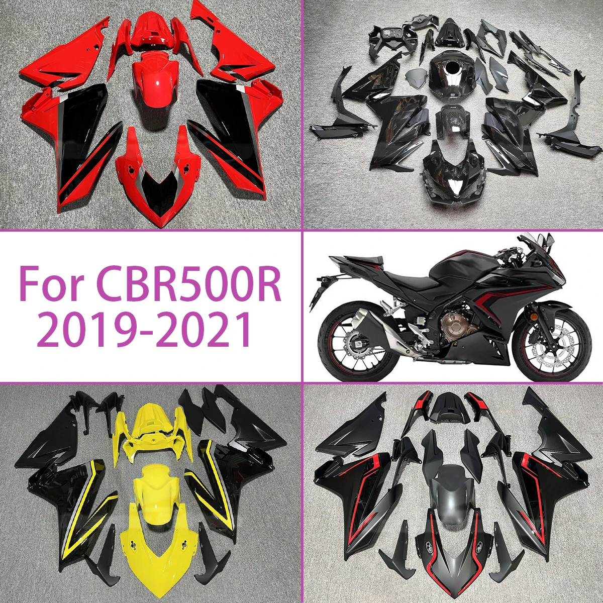

Red Black Complete Fairing Set For 2019-2021 Honda CBR500R Customizable Styles Fairings 19 20 21 CBR 500R