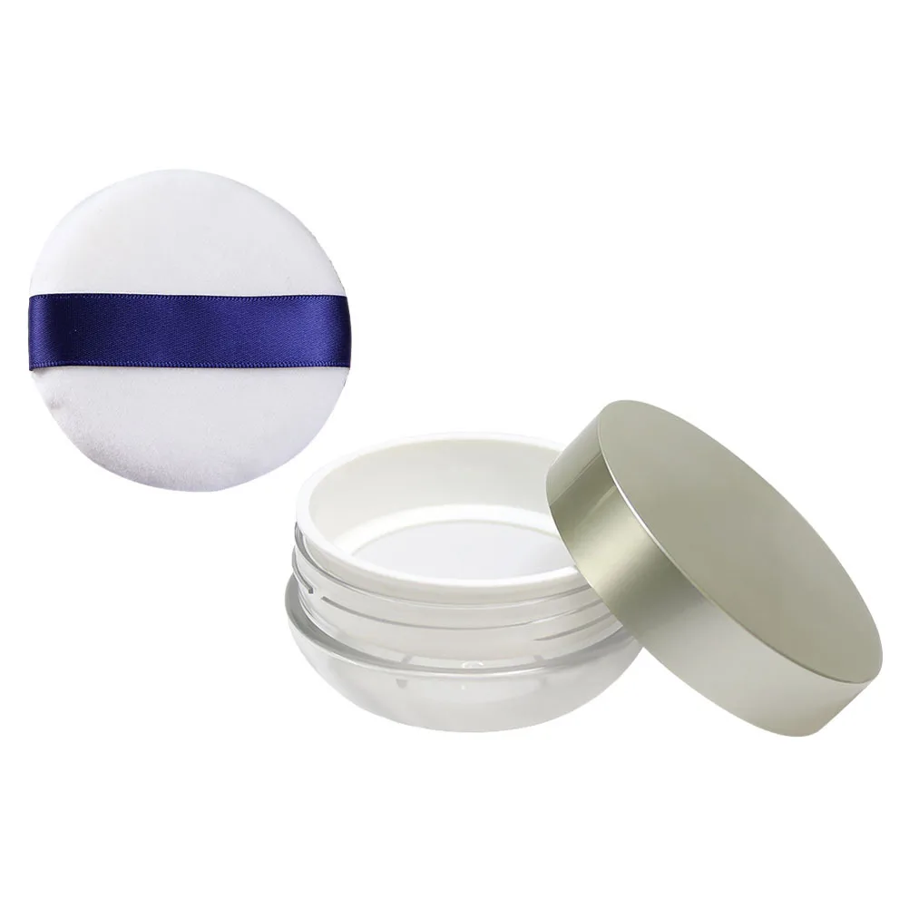 

1pc Powder Box With Puff Compact Makeup Container For Foundation Loose Powder Blusher Beauty Tool Airtight Mesh Pouch