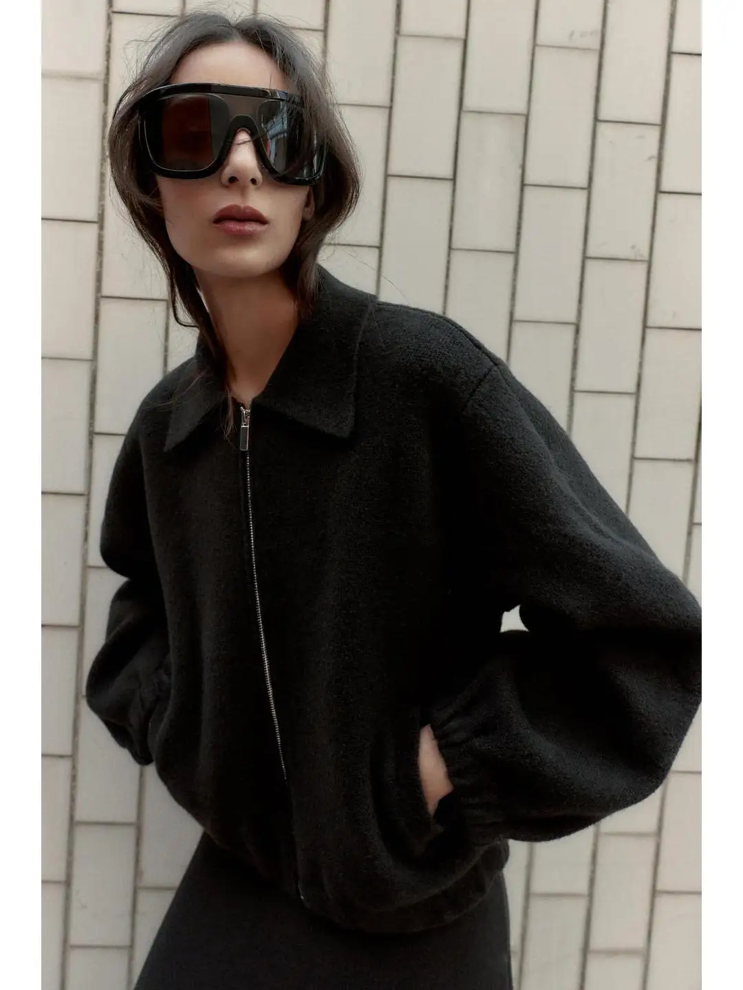 

Winter Knitted Pilot Jaet Women's Long Sve Zipper Closure Collar Coat Warm Sli Outerwear for Ladies in 2025 Season