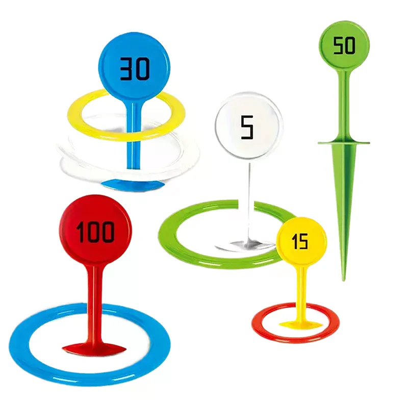 لعبة رمي حلقة قوس قزح ألعاب حلقية رمي ساحرة في الهواء الطلق على الشاطئ في الفناء الخلفي مناسبات مثالية للعطلات لعبة التراص الملونة