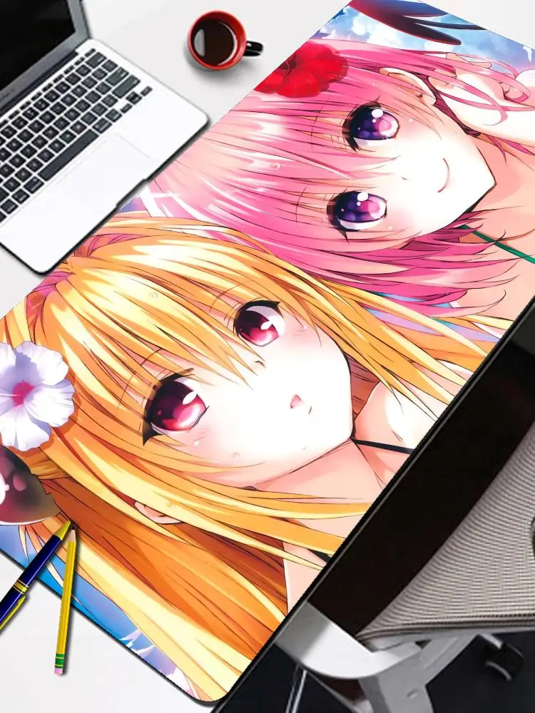 Gumowa podkładka pod mysz z nadrukiem To Love-Ru HD, mata na biurko pod klawiaturę, kawaii, urocza dziewczyna, antypoślizgowa podkładka na biurko XXL 90x40cm, podkładka do pisania dla studentów — zdjęcie produktu 7