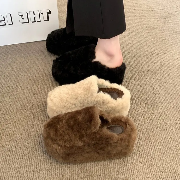 2025 الخريف الشتاء الرجعية أحذية قطنية مريحة المطاط أسفل صنادل سيدات 8 سنتيمتر الكعك سميكة وحيد أفخم عالية الكعب النعال