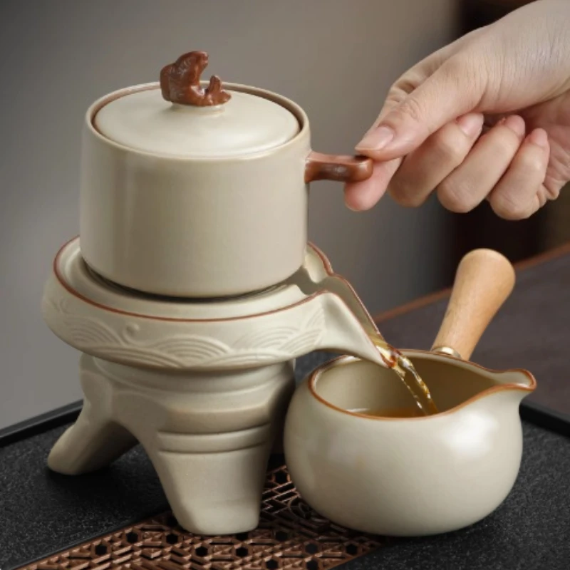 Lazy Man Automatic Tea Brewing Artifact 2025 New Tea Set Home Single Bubble Teapot Kung Fu Tea Cup Accessories Ru Kiln