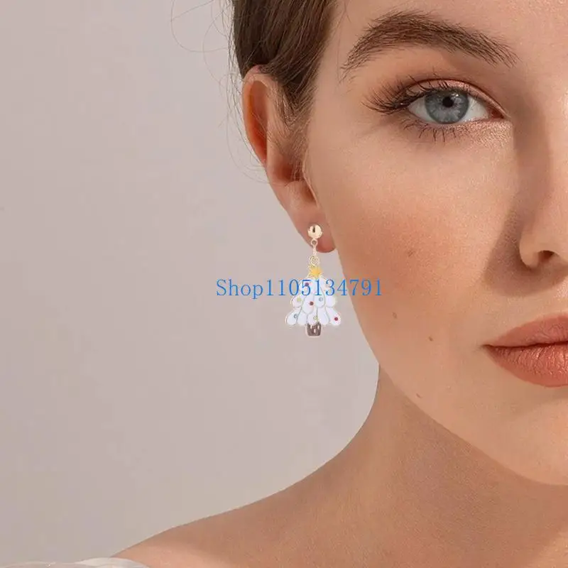 98km Snowflake Reindeer Dangle Earring Festive Holiday Gift for Girl Teen