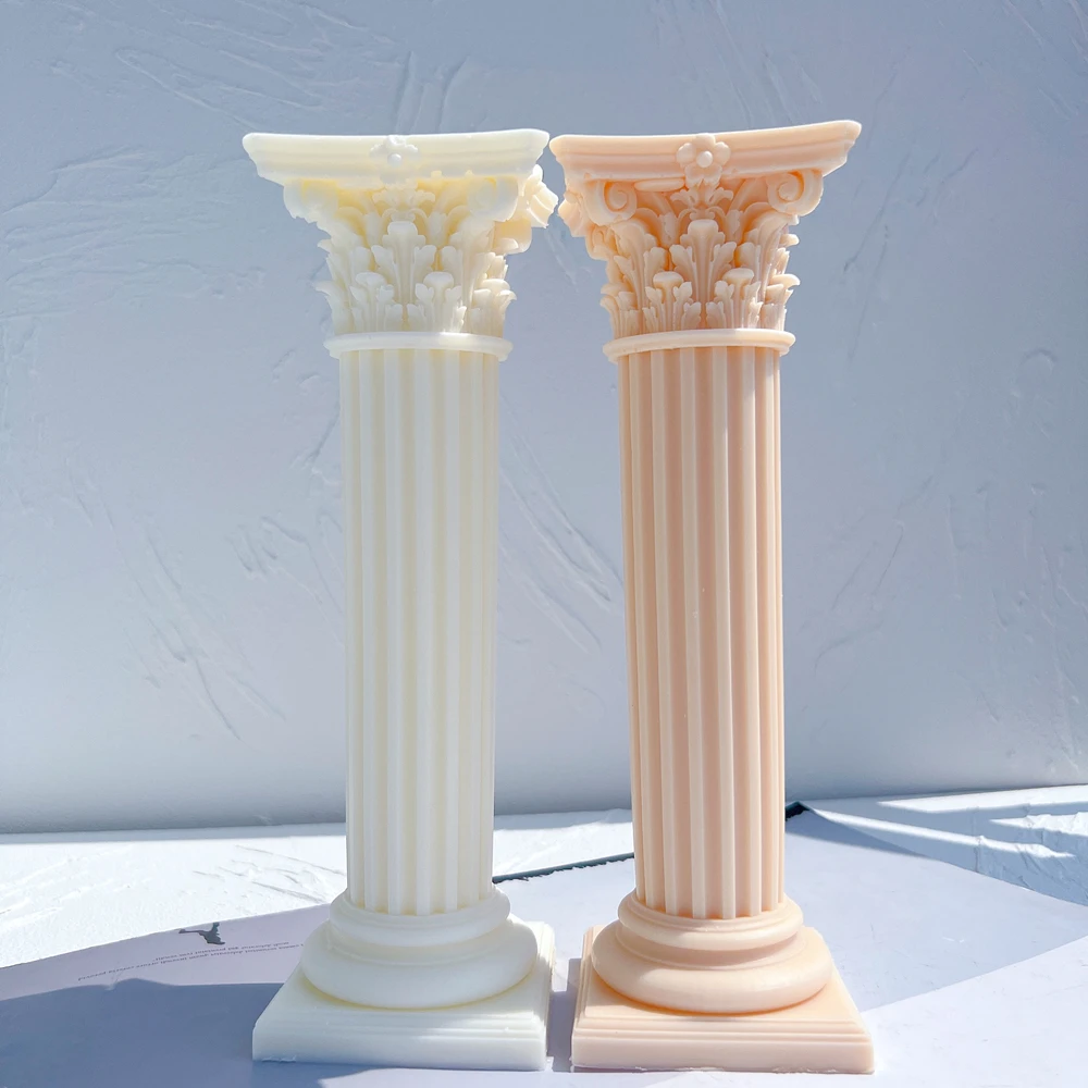 3D Architecture Sculpture Home Decoration Corinthian Column Silicone Mold Large Size Classic Greek Roman Pillar Candle Molds