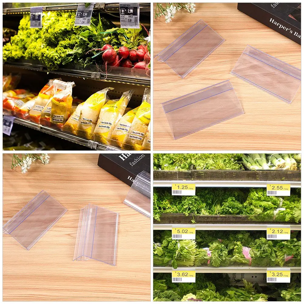 25 Buah Rak Strip Label Harga Tempat Label Plastik Bening Folder Tempat Tanda Ritel Penyimpanan Transparan PVC