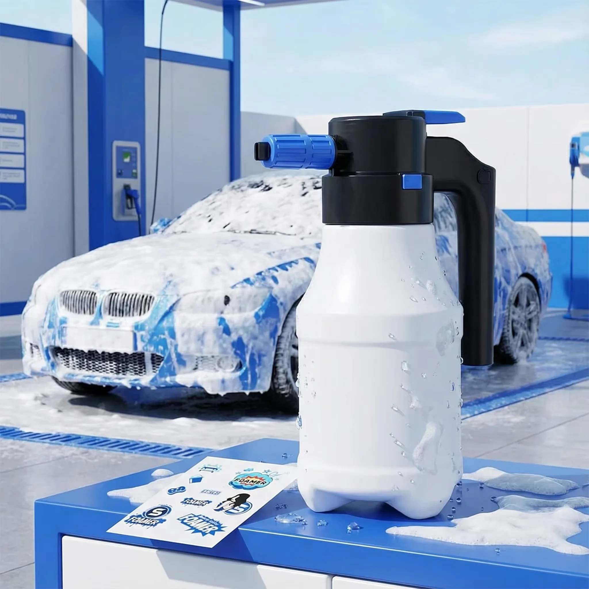 Gerador de Espuma Elétrico para Lavagem de Carros, Lança de Espuma com Bateria de Lítio, 1h de Autonomia, Toalha para Lavagem de Carros, Lavagem com Espuma
