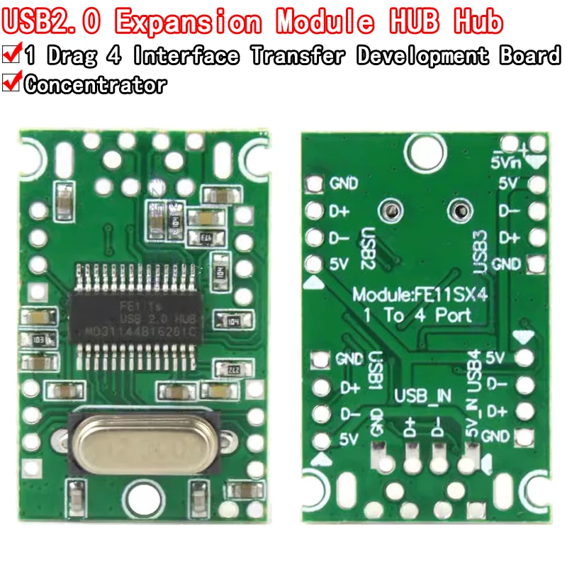 USB2.0 Expansion Module HUB Concentrator 1 Minute 4 1 Drag 4 Interface Transfer Development Board Drive-Free