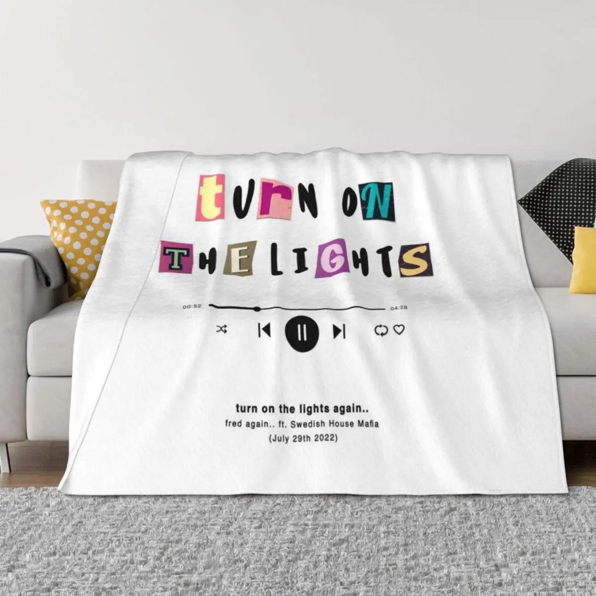 

fred again.. turn on the lights music player Throw Blanket for babies for sofa Moving for winter Blankets