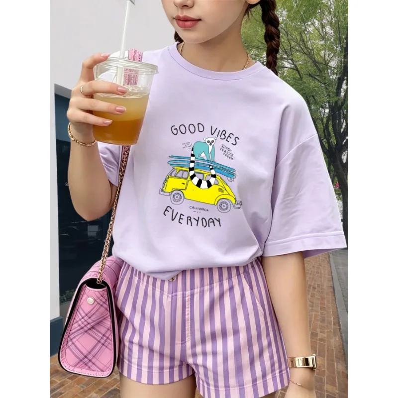100% Cotton Kids Girls Cute Bow Heart Graphic T-shirt Ribbon Letter Print Loose Short Sleeve White Summer Casual Children Tops
