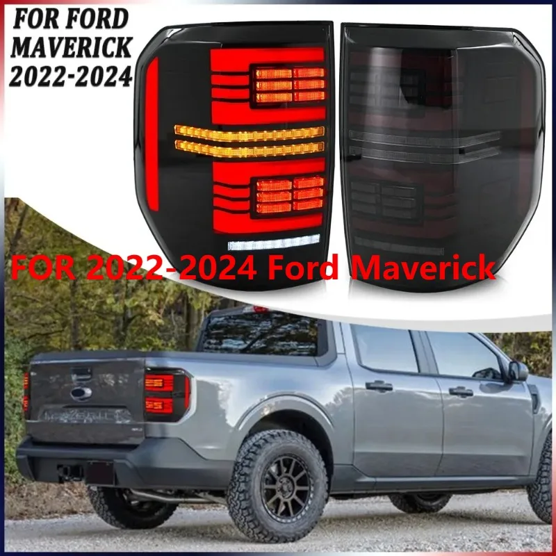 

For 2022-2024 Ford Maverick, 1Set LED Smoke Tail Lights, Plug and Play Brake Lamps with Turn Signal