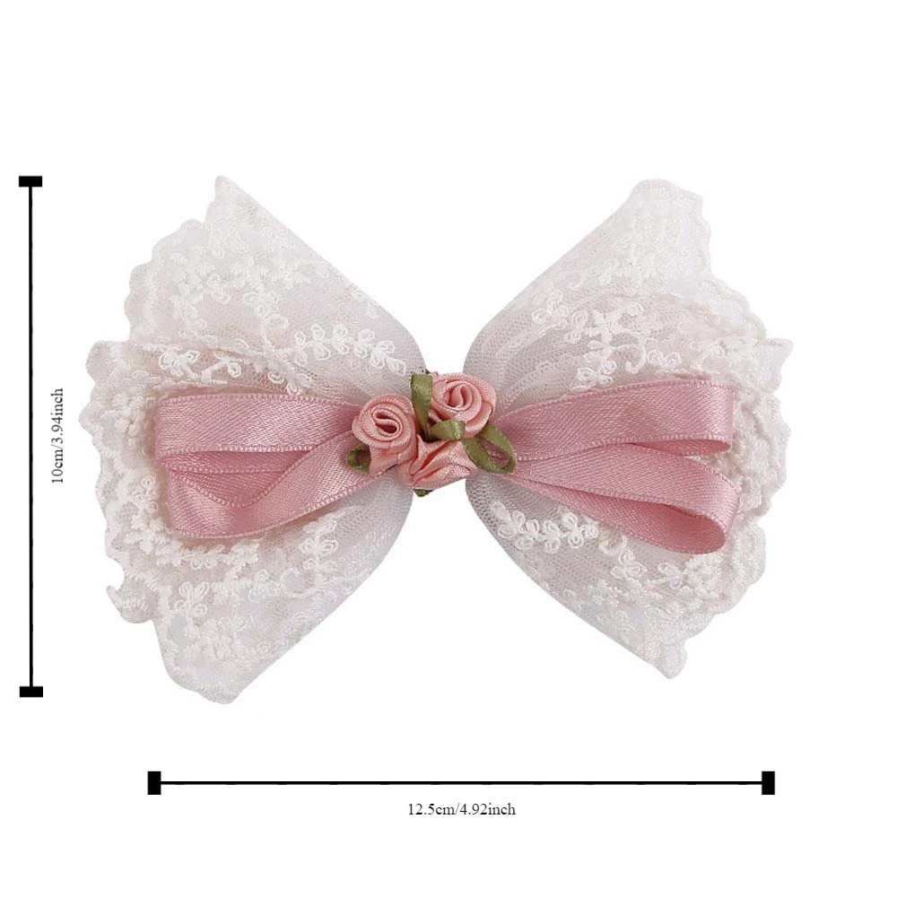 Women Hair Accessories Lace Bow Hair Clip Bow Ribbon Lace Rose Flower Bowknot Hairpins Barrette Headdress Bow Headwear Party