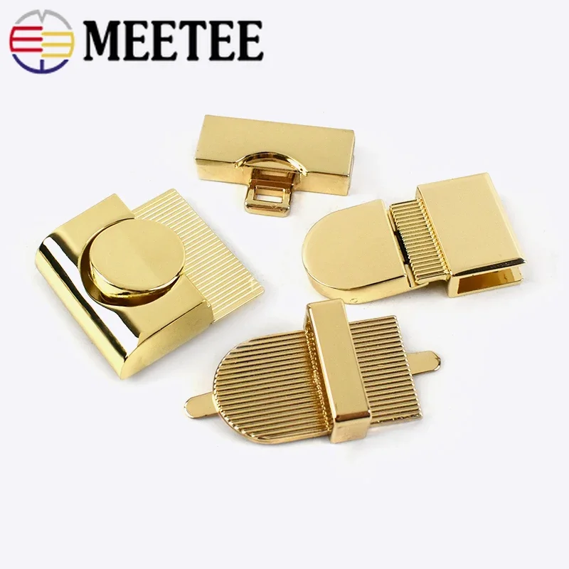 Meetee 1/2Pcs Metal Bag Lock Snap Buckles Purse Closure Clasps Handbag Decoration Buckle DIY Hardware Accessories