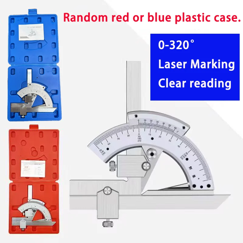 Universal Bevel Protractor 0-320° Precision Angle Finder Stainless Steel Vernier Scale for Woodworking Metalworking Machining