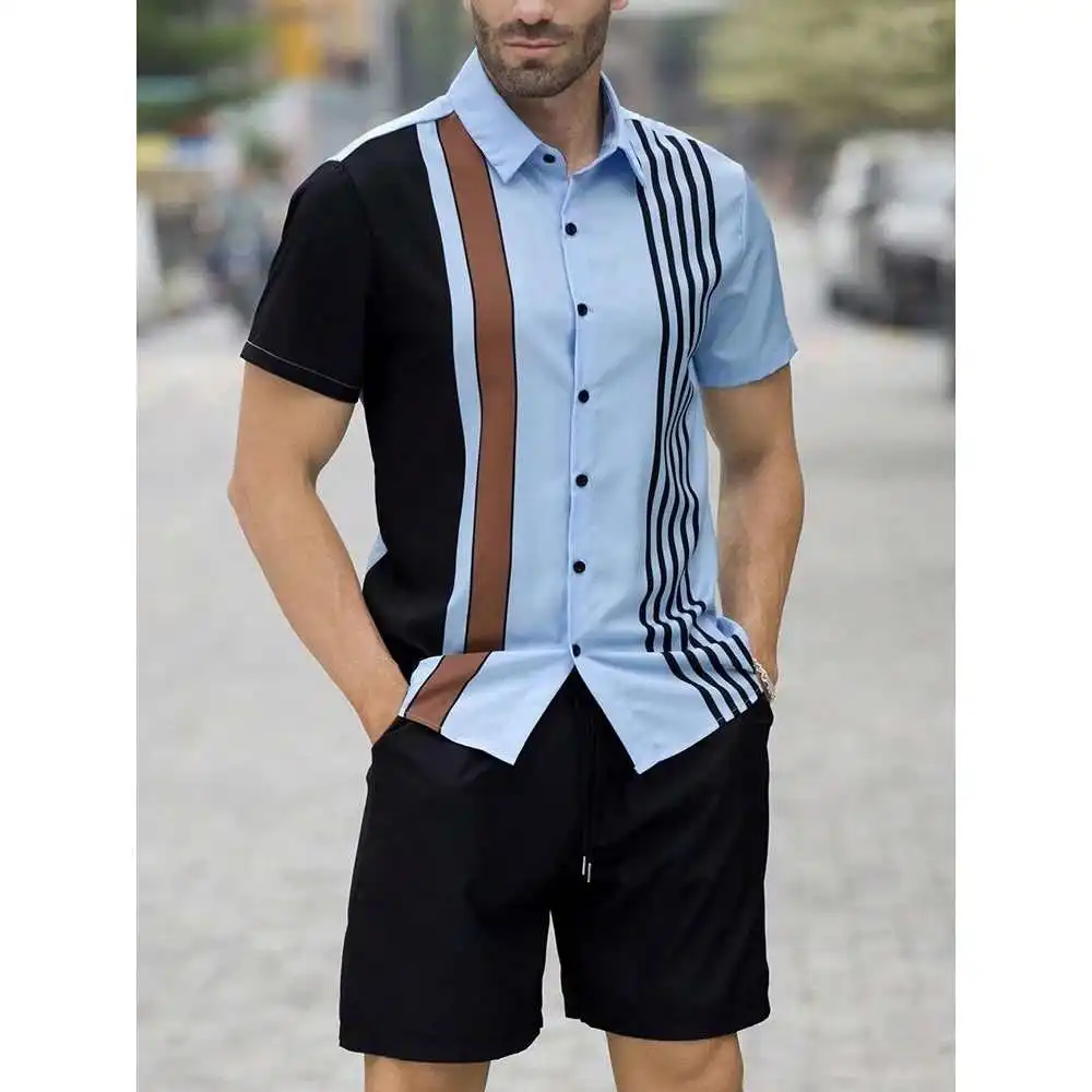 

Geometric ort Sve irt orts Set Youth Casual Sportswear Polyester Cotton Blend Four Season Universal Chinese Manufact...