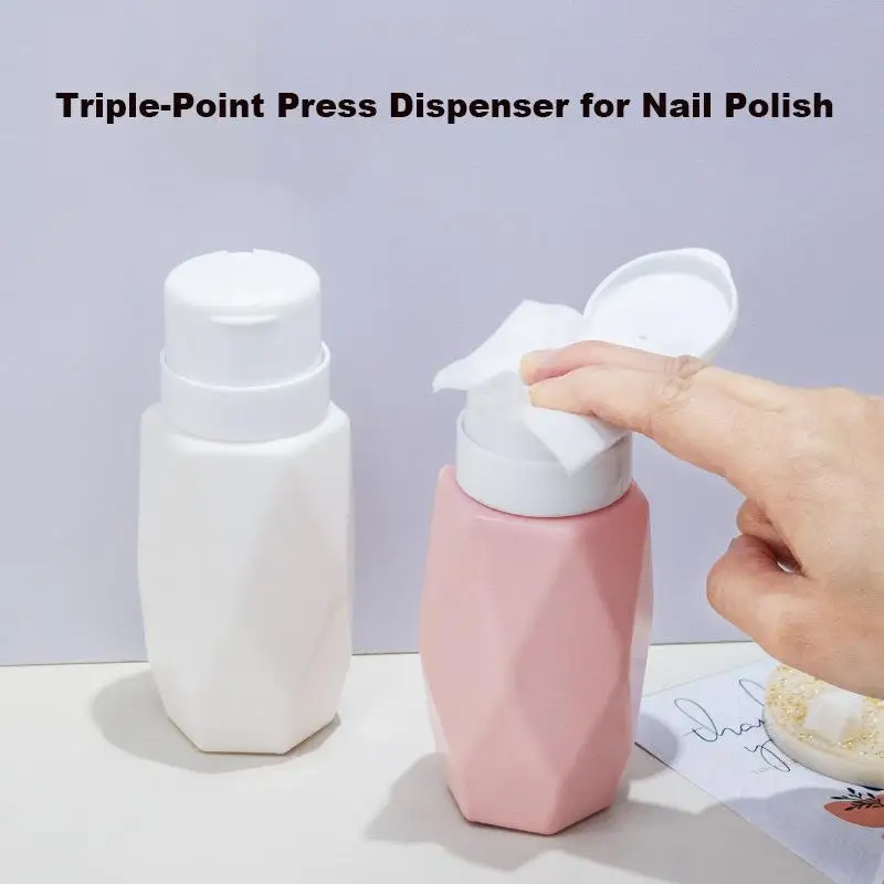 マニキュアプレスボトル洗浄水リムーバー回転ロックプレスボトル再利用可能な空ボトルポータブルクリーナーマニキュアサロン
