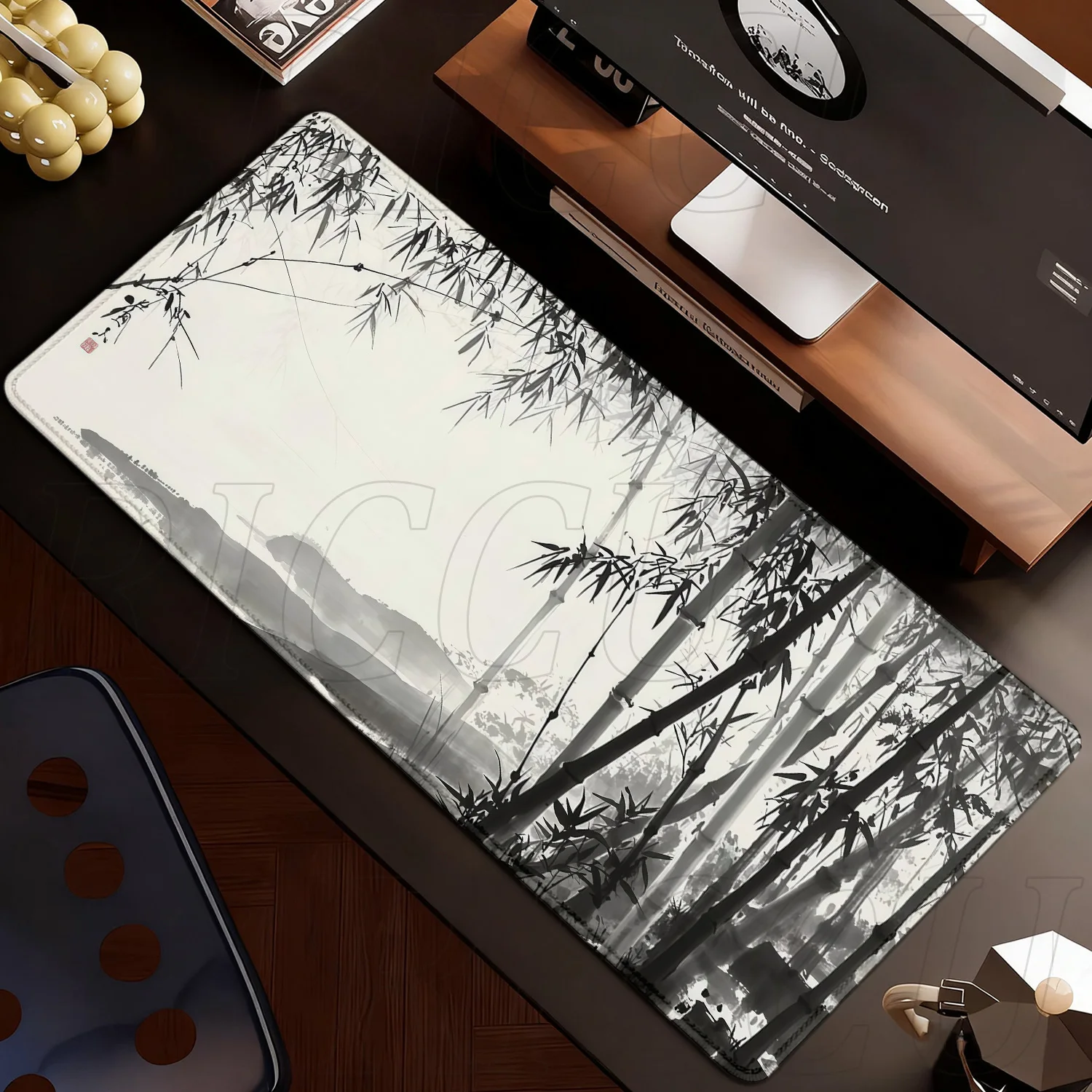 

HD XXL Japanese style Mouse Pad Desk Mat ink-wash art 90X40CM Mousepad with Stitched Edges Rubber keypad Extended pad gaming mat