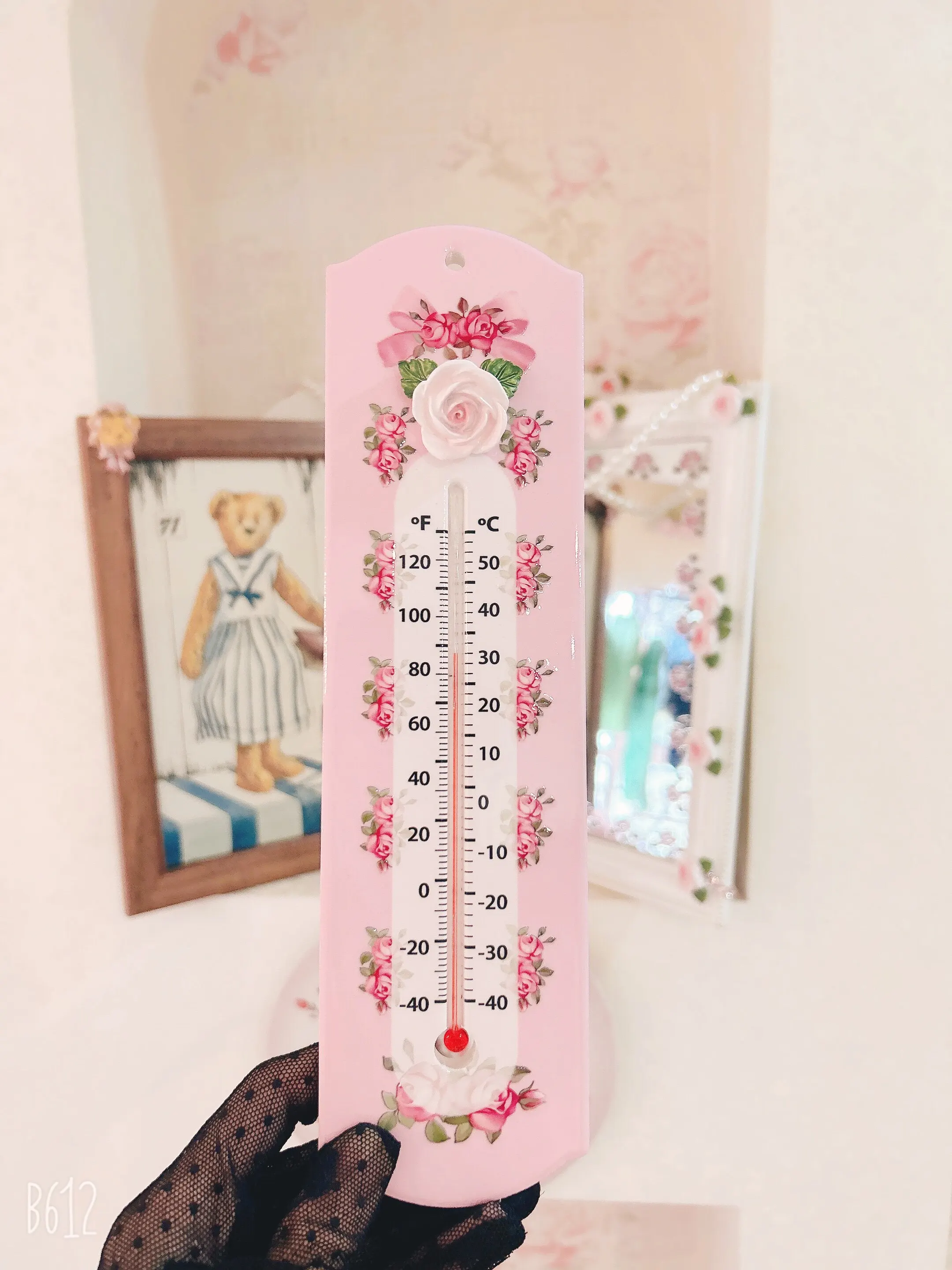 Beautiful Rose Flower Wall Ceramics Decoration Pendant Can Display Temperature Warm Home  Friends Gift Decorative Ornaments view 4