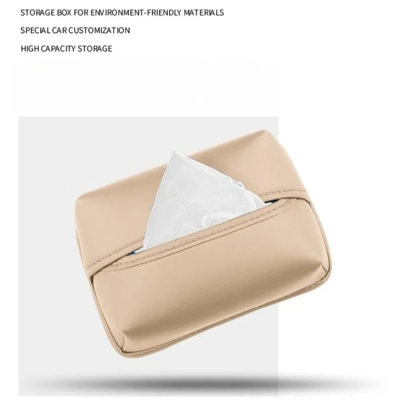 For Geely Monjaro KX11 Xingyue L Car Tissue Boxes Armrest Box Leather Tissue Storage Bag Car Seat Back Hanging Leather Paper Bag