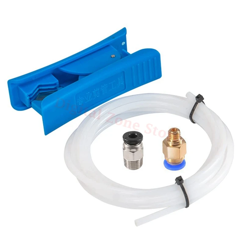 

3D Printer PTFE Tube ID 2mm X OD 4mm , PC4-M6 PC4-M10 Pneumatic Fittings, Tube Cutter Kit for 1.75mm Filament
