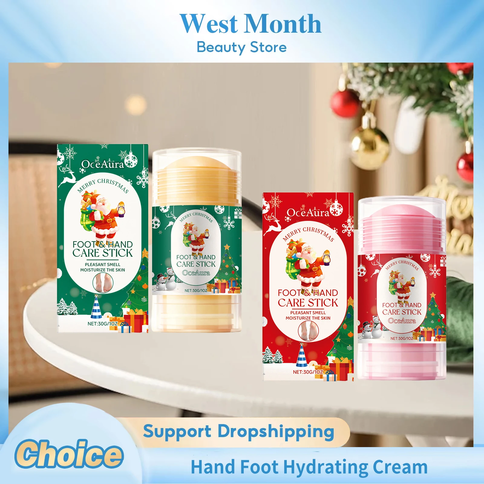 Hand Foot Hydrating Cream Christmas Special Edition Moisturizing Repairing Anti-Crack Softening Nourishing Hand Foot Cream Stick