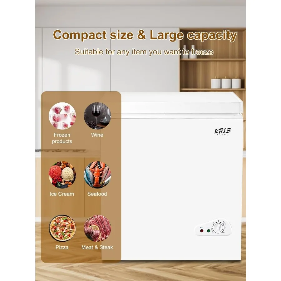 Compact Mini Deep Freezer with Top Open Door for Home Kitchen or Garage Storage 7.0 Cu.Ft Capacity with 7 Gears Temperature Con