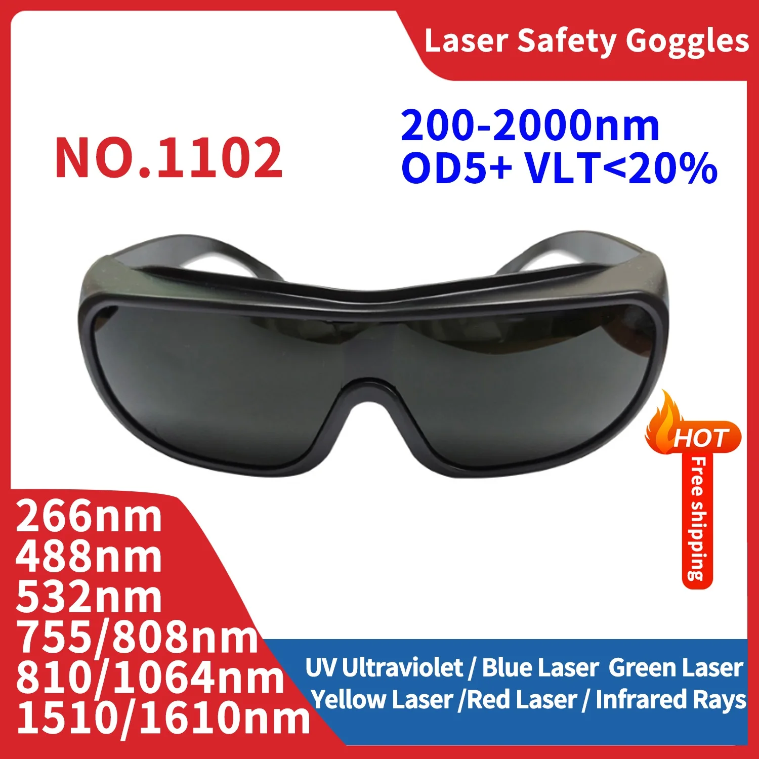 IPL Laser Safety Glasses 200nm-2000nm Protective Goggles for Laser Hair Removal and Cosmetology Operators with Eye Protection