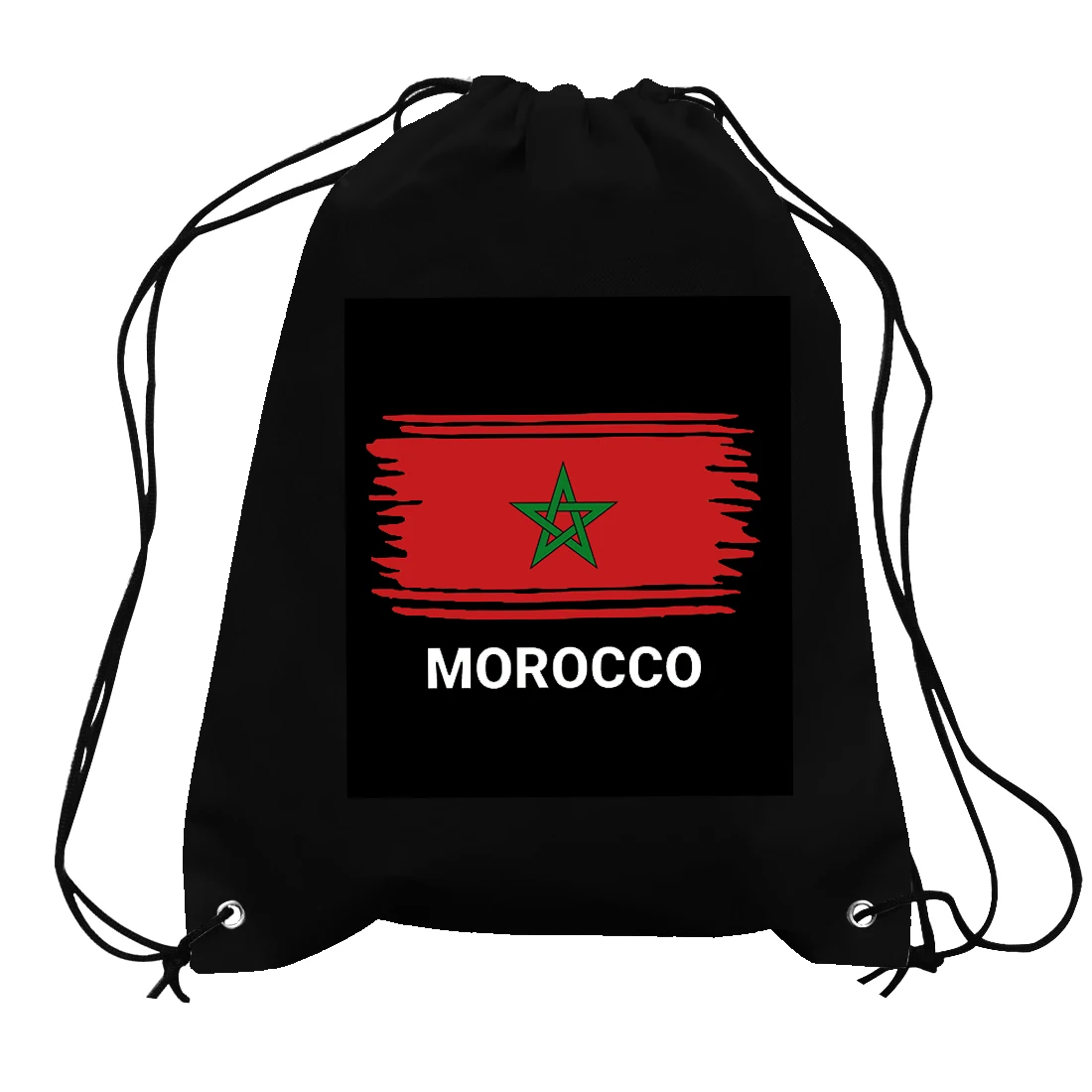 Directly Delivery Sports plain nylon Morocco Flag Drawstring Bag