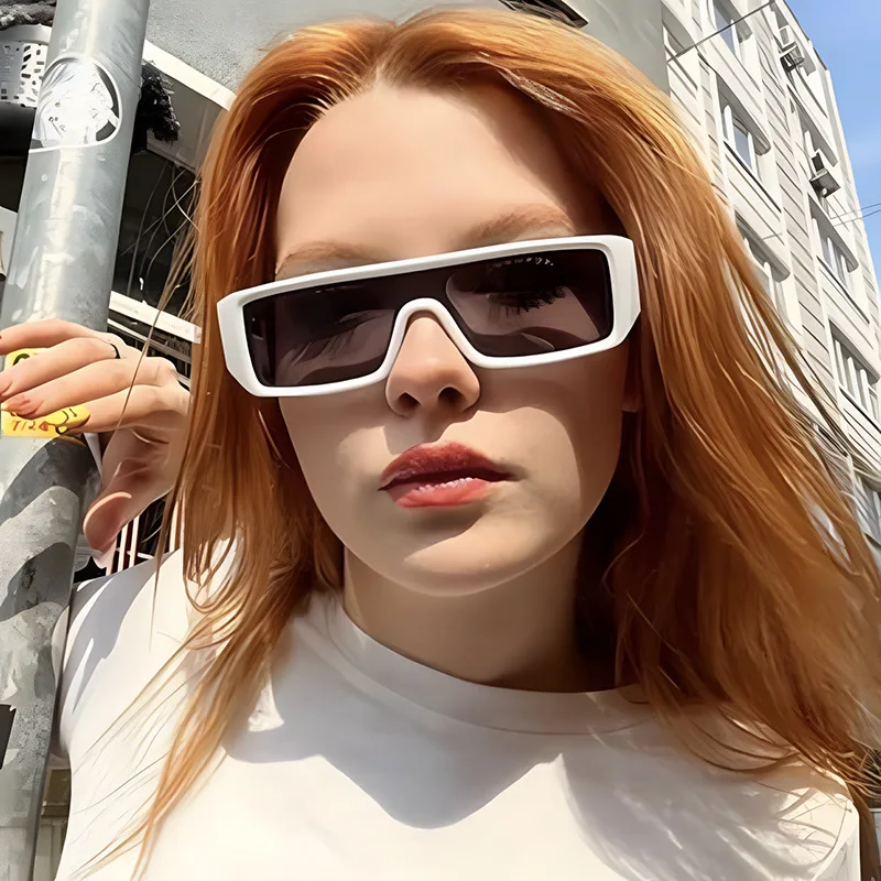 Square Frame Conjoined Narrow Edge Leopard Print Sunglasses New Ins Sunglasses Retro Hip Hop Tide Sunglasses Stage Performance
