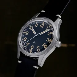 Milifortic 36mm W10 Military Wristwatches NH38 Movement  Automatic Mechanical Sterile Dial Leather 100M Waterproof Watches