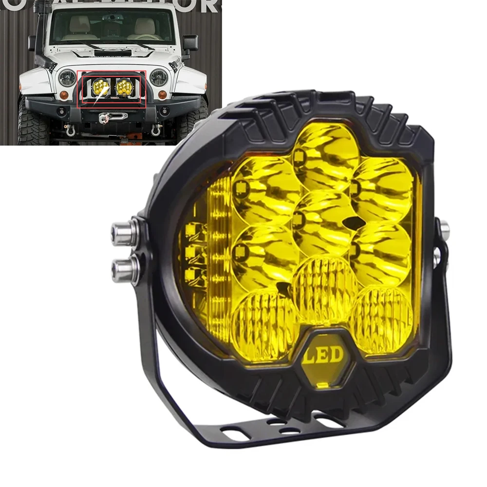 

7-дюймовые светодиодные фары DRL с ближним/дальним светом, 90 Вт, 9000 лм, рабочий свет, 9 светодиодов, прожектор для Нива, мотоциклов, внедорожников 4x4, УАЗ, Wrangler, Jeep JK