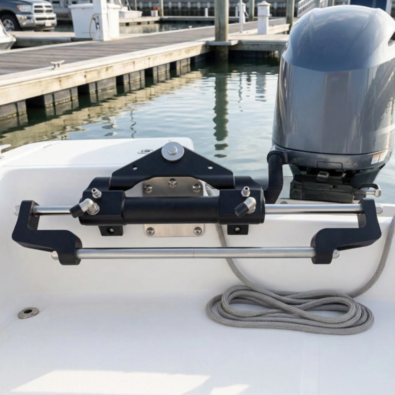 Outboard Hydraulic Steering Kit Marine Hydraulic Outboard Steering Kit Helm Pump Complete Corrosion-Resistant for Boaters