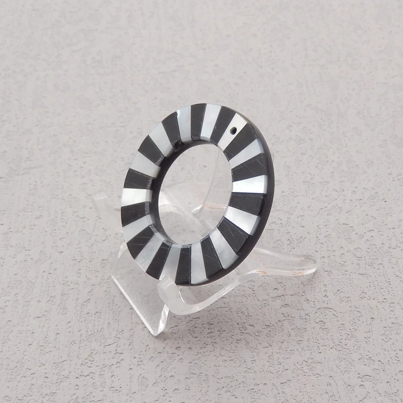 Intarsia Pendant Bead,Natural Stone Obsidian Shell Bead,Pendant For Necklace,DIY Jewelry 35x3mm 5g