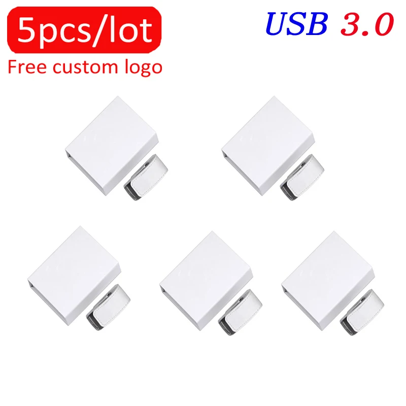 

JASTER 5PCS/LOT USB 3.0 flash drive 128GB White Leather Free custom logo Pen drive 64GB 32GB Memory stick 16GB U disk For Laptop