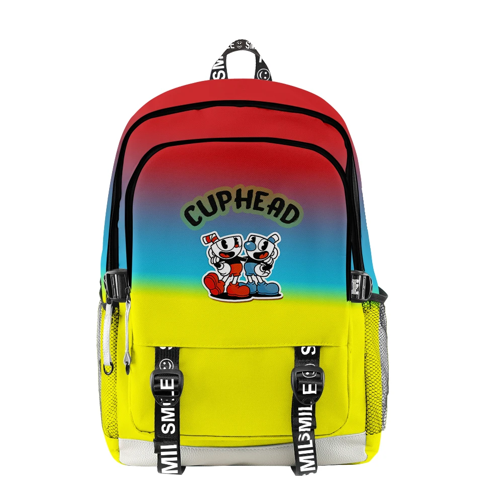 Harajuku Popular Anime Cuphead impresión 3D mochilas escolares para estudiantes Unisex Oxford impermeable Notebook mochilas de viaje multifunción