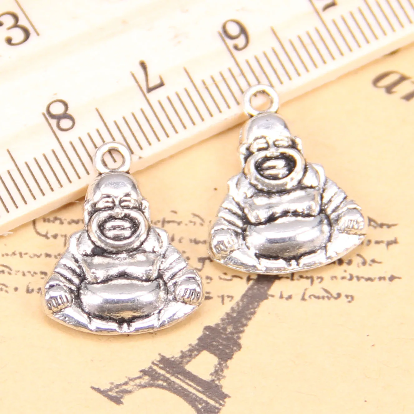 54pcs Charms For Jewelry Making two sided buddha 20x16mm Antique Silver Plated Pendants DIY Tibetan Silver Bracelet Necklace