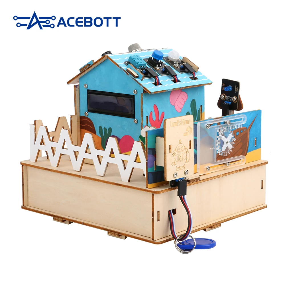 Image 7: ACEBOTT-Kit de démarrage de maison en bois pour Ardu37, projets de maison intelligente STEM, ESP32 IOT