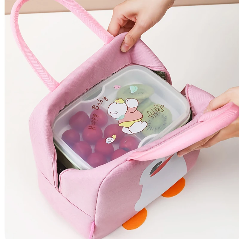 Cartoon Fashion Portable Cooler Bag Thermal Student Children Cute Penguin Bento Box Aluminum Foil Lunch Bag Insulation Ice Pack