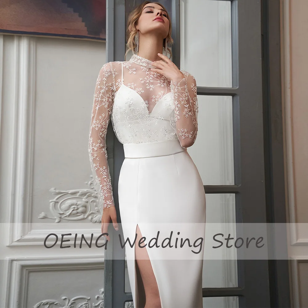 Wedding Dress Short Tea Length Spaghetti Straps Sleeveless Midi Wedding Gwon with Detachable Lace Jacket Simple Bridal Dresses