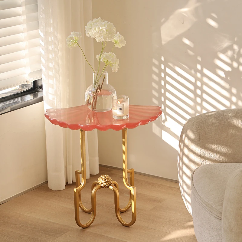 Shell Shaped Coffee Table,Luxury Art Resin Tea Table,Living Room Metal Side Tables,Creative Storage Desk,Nordic Decor Furniture