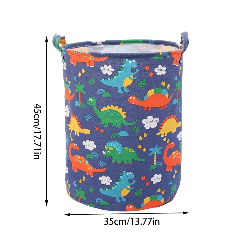 Laundry Basket Foldable Round Storage Bag Cotton Linen Organizer Bucket Waterproof Laundry Toy Storage Bag Dirty Clothes Basket