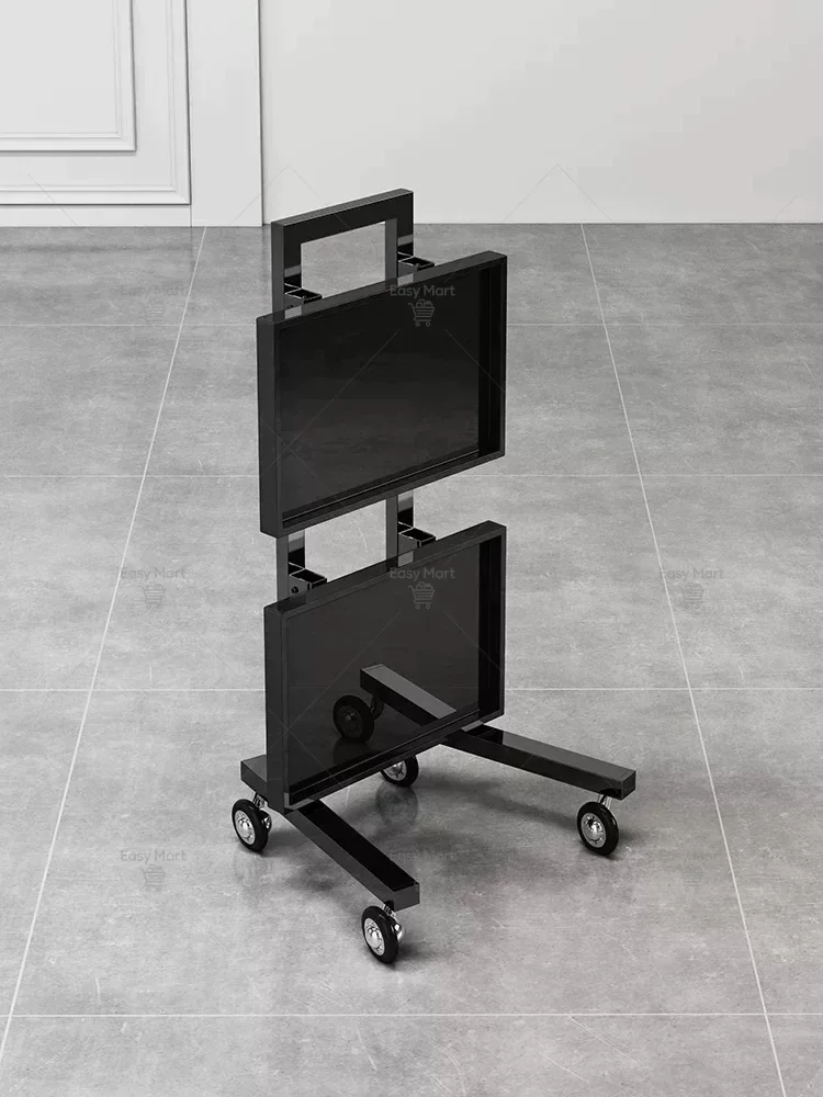 Stainless Steel Foldable Tool Cart Beauty Salon/Barber Shop Trolley Storage workbench supermarket 2-tier tool cart