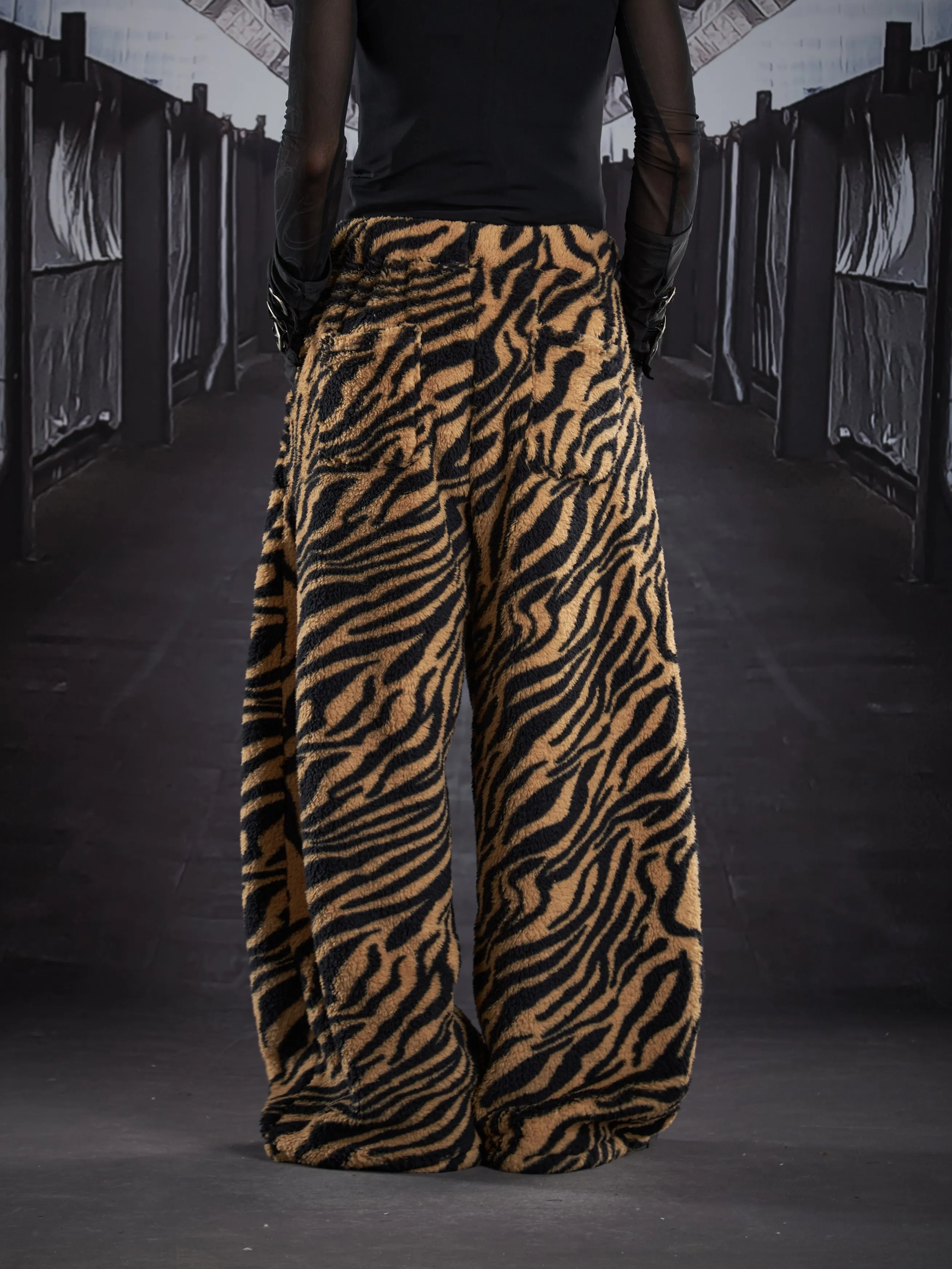 Special-Interest Design Polar Fleece Skin Grain Loose Wide-Leg Casual Pants Elastic Waist Sweatpants Matchet Trousers